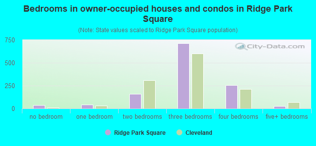 Bedrooms in owner-occupied houses and condos in Ridge Park Square