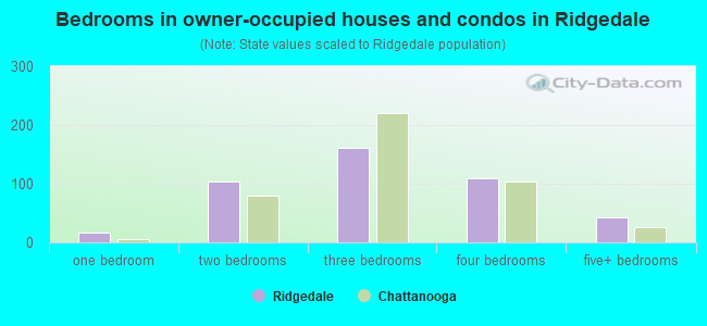Bedrooms in owner-occupied houses and condos in Ridgedale