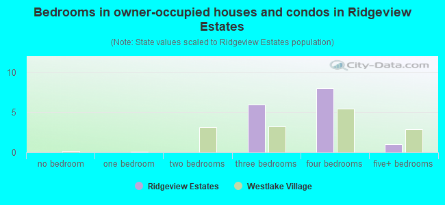 Bedrooms in owner-occupied houses and condos in Ridgeview Estates