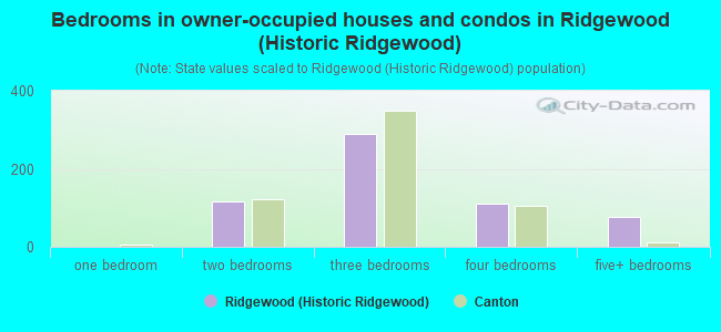 Bedrooms in owner-occupied houses and condos in Ridgewood (Historic Ridgewood)