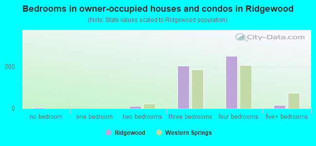 Bedrooms in owner-occupied houses and condos in Ridgewood