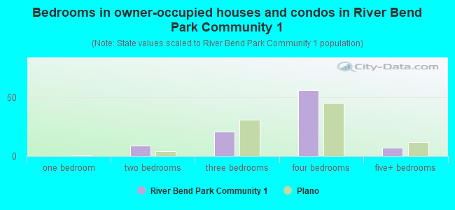 Bedrooms in owner-occupied houses and condos in River Bend Park Community 1
