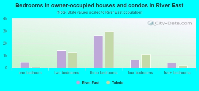 Bedrooms in owner-occupied houses and condos in River East