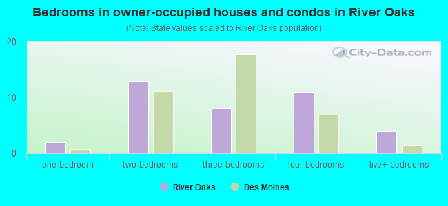 Bedrooms in owner-occupied houses and condos in River Oaks