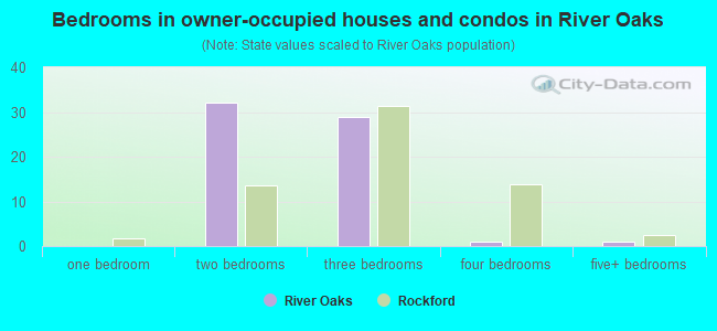 Bedrooms in owner-occupied houses and condos in River Oaks