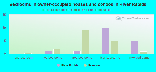 Bedrooms in owner-occupied houses and condos in River Rapids