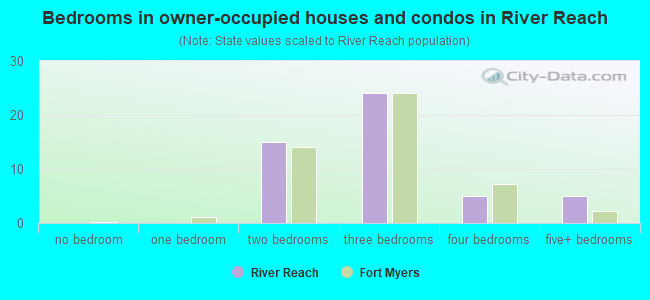 Bedrooms in owner-occupied houses and condos in River Reach