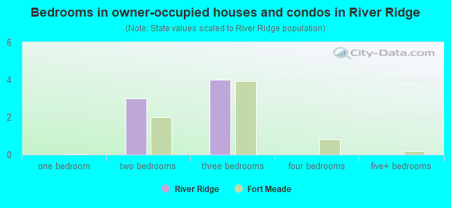 Bedrooms in owner-occupied houses and condos in River Ridge