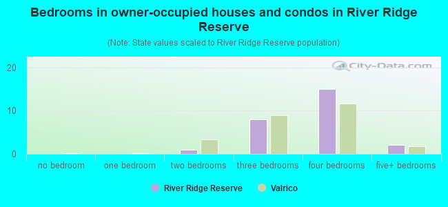 Bedrooms in owner-occupied houses and condos in River Ridge Reserve