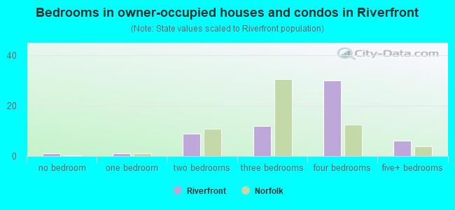 Bedrooms in owner-occupied houses and condos in Riverfront