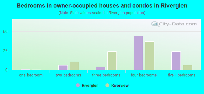 Bedrooms in owner-occupied houses and condos in Riverglen