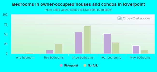 Bedrooms in owner-occupied houses and condos in Riverpoint