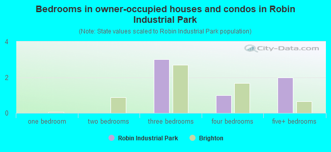 Bedrooms in owner-occupied houses and condos in Robin Industrial Park