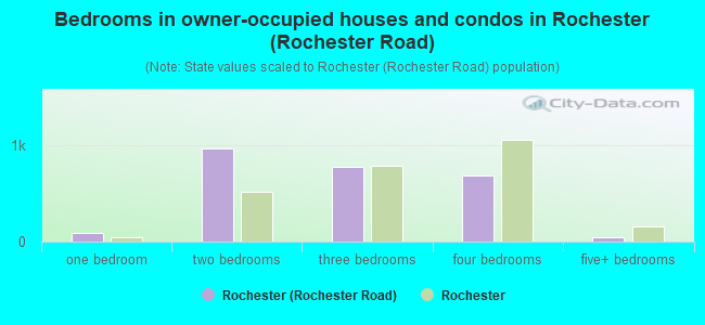 Bedrooms in owner-occupied houses and condos in Rochester (Rochester Road)