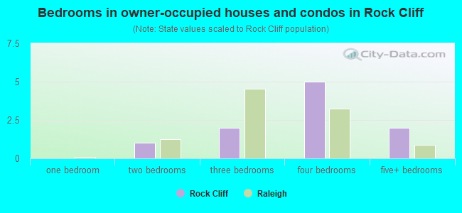 Bedrooms in owner-occupied houses and condos in Rock Cliff