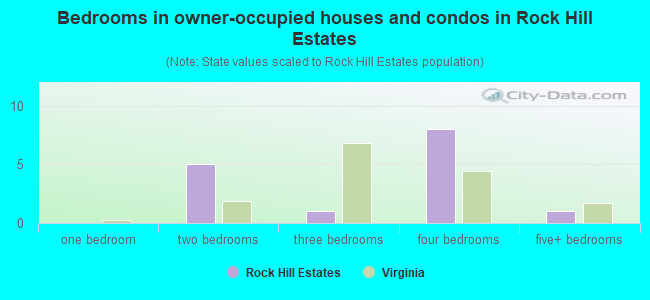 Bedrooms in owner-occupied houses and condos in Rock Hill Estates