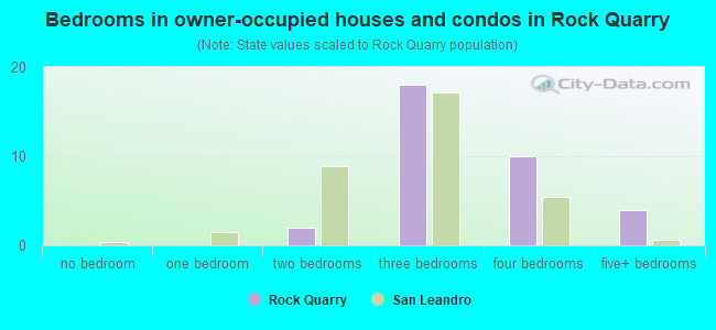 Bedrooms in owner-occupied houses and condos in Rock Quarry