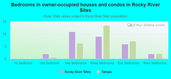 Bedrooms in owner-occupied houses and condos in Rocky River Sites