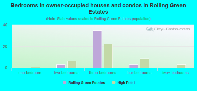 Bedrooms in owner-occupied houses and condos in Rolling Green Estates