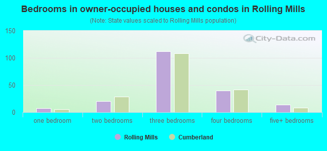 Bedrooms in owner-occupied houses and condos in Rolling Mills