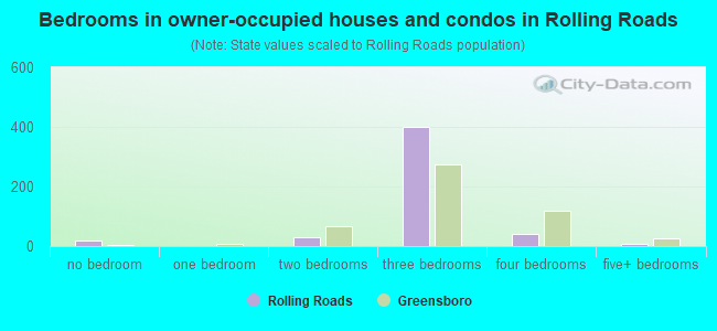 Bedrooms in owner-occupied houses and condos in Rolling Roads
