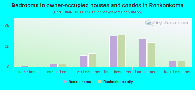 Bedrooms in owner-occupied houses and condos in Ronkonkoma
