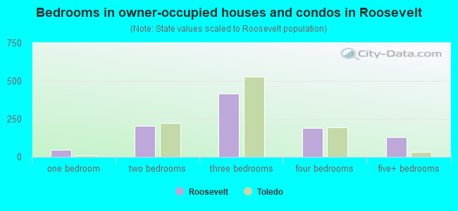 Bedrooms in owner-occupied houses and condos in Roosevelt