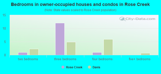 Bedrooms in owner-occupied houses and condos in Rose Creek