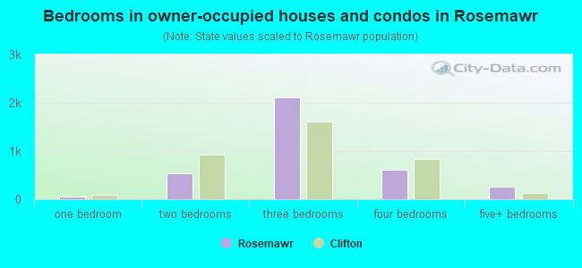 Bedrooms in owner-occupied houses and condos in Rosemawr