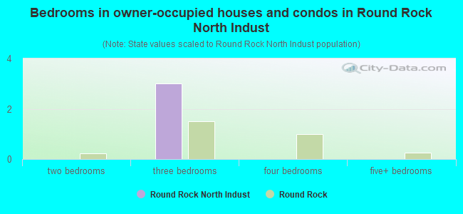 Bedrooms in owner-occupied houses and condos in Round Rock North Indust