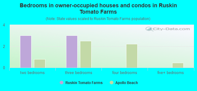 Bedrooms in owner-occupied houses and condos in Ruskin Tomato Farms