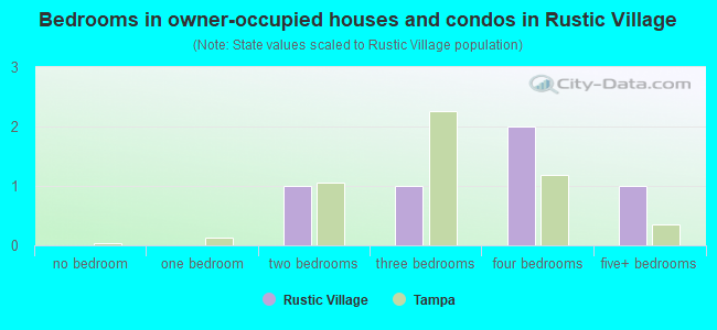 Bedrooms in owner-occupied houses and condos in Rustic Village