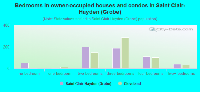 Bedrooms in owner-occupied houses and condos in Saint Clair-Hayden (Grobe)