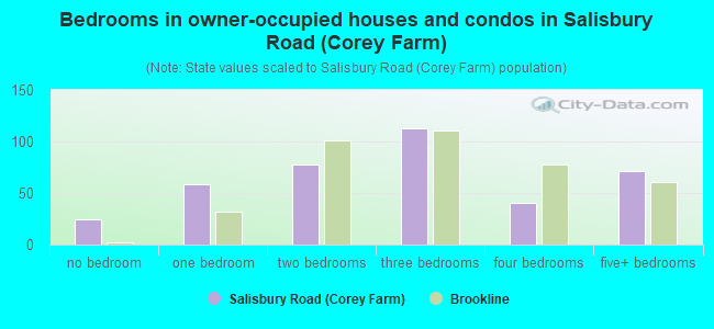Bedrooms in owner-occupied houses and condos in Salisbury Road (Corey Farm)