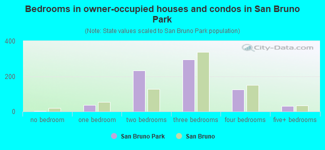 Bedrooms in owner-occupied houses and condos in San Bruno Park
