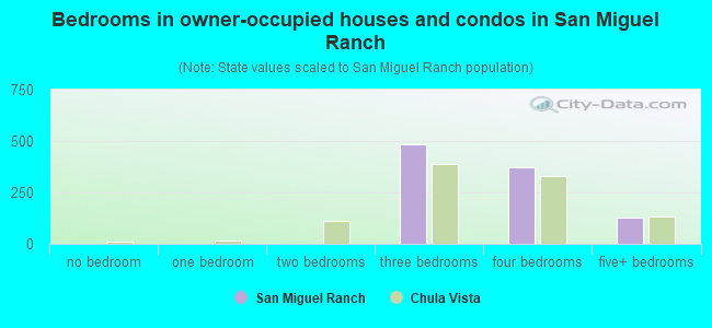 Bedrooms in owner-occupied houses and condos in San Miguel Ranch