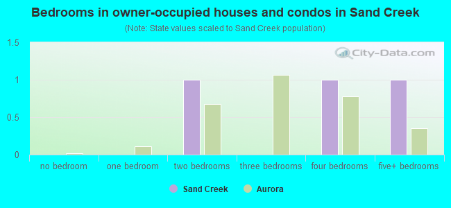 Bedrooms in owner-occupied houses and condos in Sand Creek