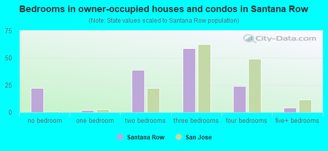 Bedrooms in owner-occupied houses and condos in Santana Row