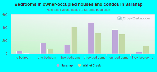 Bedrooms in owner-occupied houses and condos in Saranap