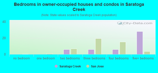 Bedrooms in owner-occupied houses and condos in Saratoga Creek