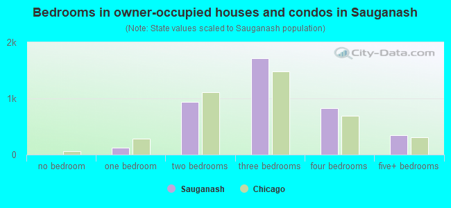Bedrooms in owner-occupied houses and condos in Sauganash