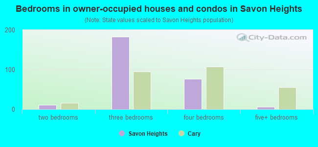 Bedrooms in owner-occupied houses and condos in Savon Heights