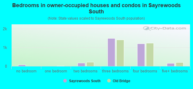 Bedrooms in owner-occupied houses and condos in Sayrewoods South