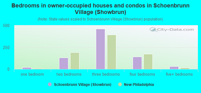 Bedrooms in owner-occupied houses and condos in Schoenbrunn Village (Showbrun)