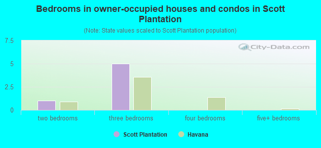 Bedrooms in owner-occupied houses and condos in Scott Plantation