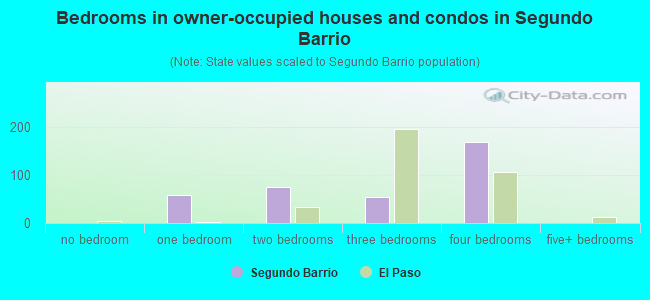 Bedrooms in owner-occupied houses and condos in Segundo Barrio