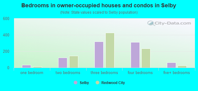 Bedrooms in owner-occupied houses and condos in Selby