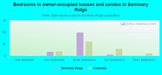 Bedrooms in owner-occupied houses and condos in Seminary Ridge