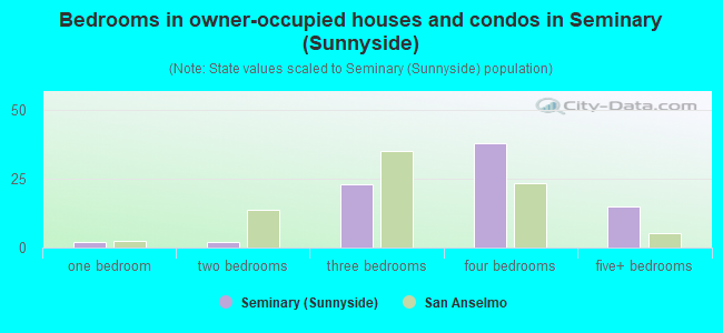 Bedrooms in owner-occupied houses and condos in Seminary (Sunnyside)