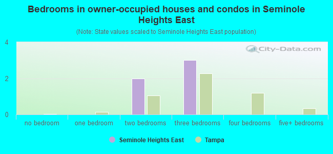 Bedrooms in owner-occupied houses and condos in Seminole Heights East